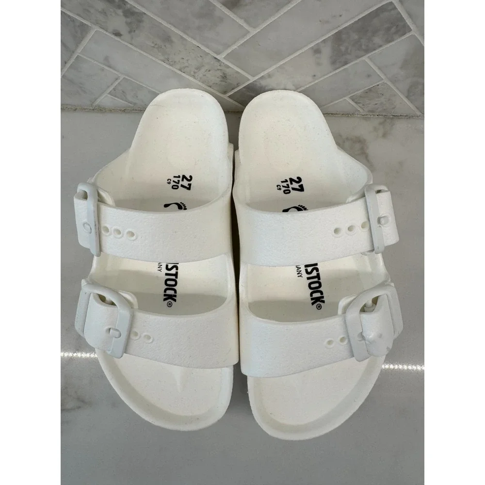 Birkenstock‎ Arizona EVA Sandals Kids Youth Size 9 27 White Double Strap Slides